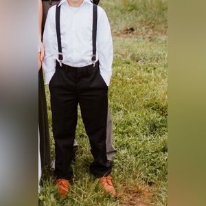 Spring Notion Boys 4 Piece Suspender Set - Pants Shirt Bowtie  Size 7 Na…